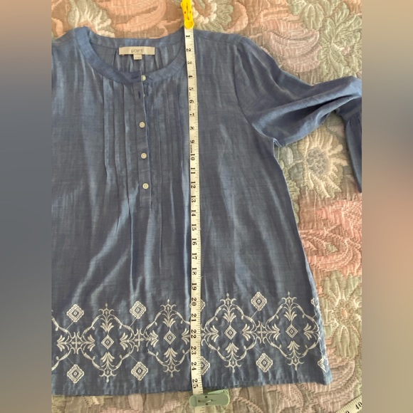 LOFT Embroidered Boho Ruffle Sleeved Top - Picture 13 of 15